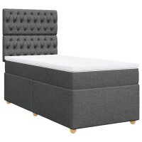 vidaXL Boxspringbett mit Matratze Dunkelgrau 100x200 cm Stoff