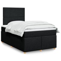 vidaXL Boxspringbett mit Matratze Schwarz 120x200 cm Stoff