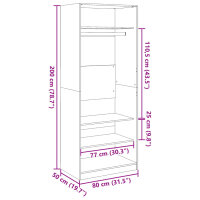 vidaXL Kleiderschrank Schwarz 80x50x200 cm Holzwerkstoff