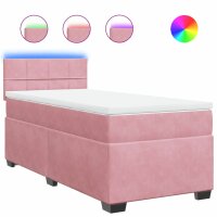 vidaXL Boxspringbett mit Matratze Rosa 100x200 cm Samt