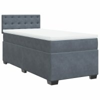 vidaXL Boxspringbett mit Matratze Dunkelgrau 90x200 cm Samt