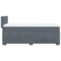 vidaXL Boxspringbett mit Matratze Dunkelgrau 90x200 cm Samt