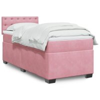 vidaXL Boxspringbett mit Matratze Rosa 100x200 cm Samt