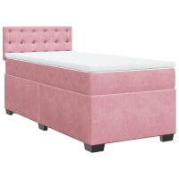 vidaXL Boxspringbett mit Matratze Rosa 100x200 cm Samt