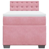 vidaXL Boxspringbett mit Matratze Rosa 100x200 cm Samt