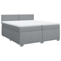 vidaXL Boxspringbett mit Matratze Hellgrau 200x200 cm Stoff