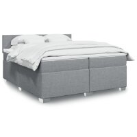 vidaXL Boxspringbett mit Matratze Hellgrau 200x200 cm Stoff