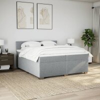 vidaXL Boxspringbett mit Matratze Hellgrau 200x200 cm Stoff