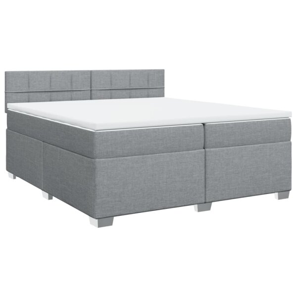 vidaXL Boxspringbett mit Matratze Hellgrau 200x200 cm Stoff