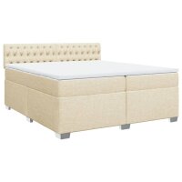 vidaXL Boxspringbett mit Matratze Creme 200x200 cm Stoff