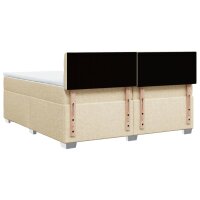 vidaXL Boxspringbett mit Matratze Creme 200x200 cm Stoff