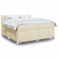 vidaXL Boxspringbett mit Matratze Creme 200x200 cm Stoff