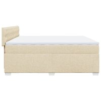 vidaXL Boxspringbett mit Matratze Creme 200x200 cm Stoff