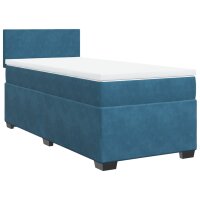 vidaXL Boxspringbett mit Matratze Blau 100x200 cm Samt