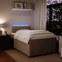 vidaXL Boxspringbett mit Matratze Hellgrau 120x190 cm Samt