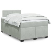 vidaXL Boxspringbett mit Matratze Hellgrau 120x190 cm Samt