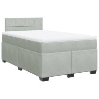 vidaXL Boxspringbett mit Matratze Hellgrau 120x190 cm Samt