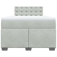 vidaXL Boxspringbett mit Matratze Hellgrau 120x190 cm Samt