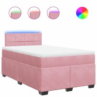 vidaXL Boxspringbett mit Matratze Rosa 120x200 cm Samt