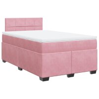 vidaXL Boxspringbett mit Matratze Rosa 120x200 cm Samt