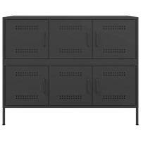 vidaXL Sideboard Schwarz 100,5x39x79 cm Kaltgewalzter Stahl