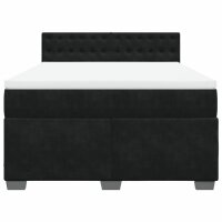 vidaXL Boxspringbett mit Matratze Schwarz 140x190 cm Samt