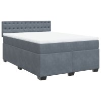 vidaXL Boxspringbett mit Matratze Dunkelgrau 140x200 cm Samt