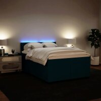 vidaXL Boxspringbett mit Matratze Blau 140x190 cm Samt