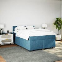 vidaXL Boxspringbett mit Matratze Blau 140x190 cm Samt