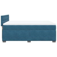 vidaXL Boxspringbett mit Matratze Blau 140x190 cm Samt