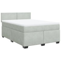 vidaXL Boxspringbett mit Matratze Hellgrau 160x200 cm Samt