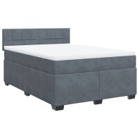 vidaXL Boxspringbett mit Matratze Dunkelgrau 160x200 cm Samt