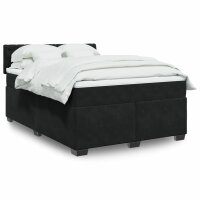 vidaXL Boxspringbett mit Matratze Schwarz 160x200 cm Samt