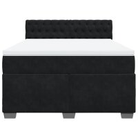 vidaXL Boxspringbett mit Matratze Schwarz 160x200 cm Samt