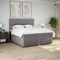 vidaXL Boxspringbett mit Matratze Taupe 200x200 cm Stoff