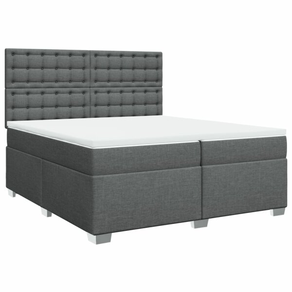 vidaXL Boxspringbett mit Matratze Dunkelgrau 200x200 cm Stoff