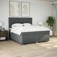 vidaXL Boxspringbett mit Matratze Dunkelgrau 200x200 cm Stoff