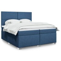 vidaXL Boxspringbett mit Matratze Blau 200x200 cm Stoff