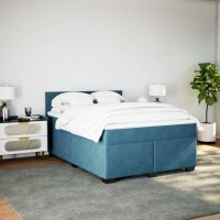 vidaXL Boxspringbett mit Matratze Blau 140x200 cm Samt