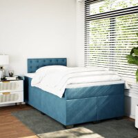 vidaXL Boxspringbett mit Matratze Blau 120x200 cm Samt