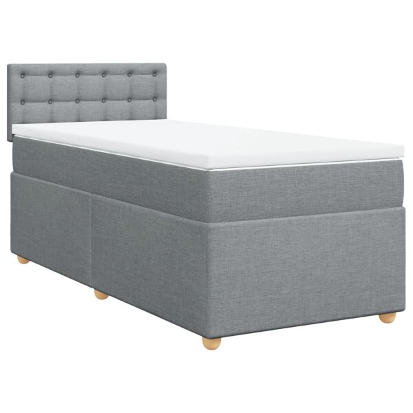 vidaXL Boxspringbett mit Matratze Hellgrau 90x190 cm Stoff