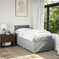 vidaXL Boxspringbett mit Matratze Hellgrau 90x190 cm Stoff