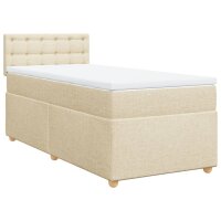 vidaXL Boxspringbett mit Matratze Creme 90x190 cm Stoff