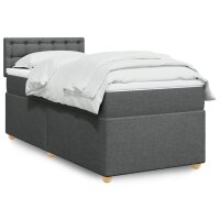 vidaXL Boxspringbett mit Matratze Dunkelgrau 100x200 cm Stoff