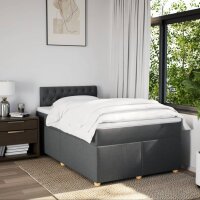 vidaXL Boxspringbett mit Matratze Dunkelgrau 120x190 cm Stoff