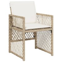 vidaXL 5-tlg. Garten-Essgruppe mit Kissen Beige Poly Rattan