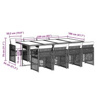 vidaXL 9-tlg. Garten-Essgruppe mit Kissen Schwarz Poly Rattan