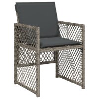 vidaXL 11-tlg. Garten-Essgruppe mit Kissen Grau Poly Rattan