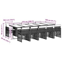 vidaXL 11-tlg. Garten-Essgruppe mit Kissen Grau Poly Rattan