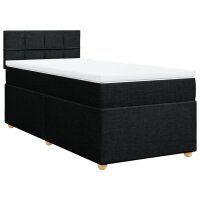 vidaXL Boxspringbett mit Matratze Schwarz 90x190 cm Stoff